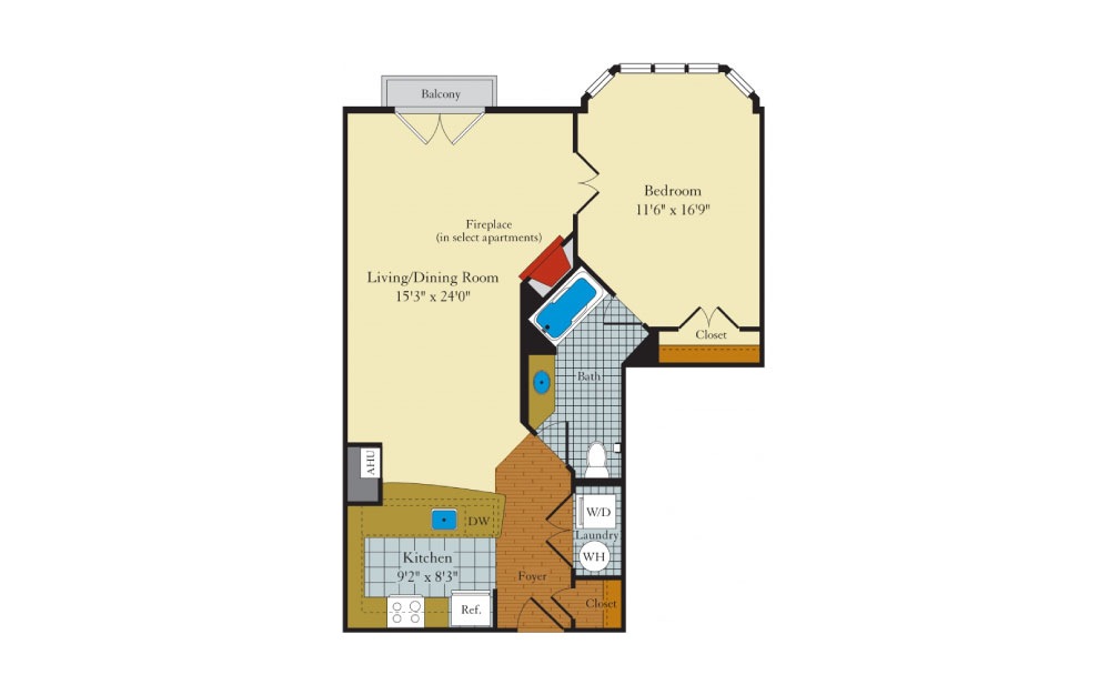 Bristol-1E2 - 1 bedroom floorplan layout with 1 bath and 812 square feet. Bristol-1E2 - 1 bedroom floorplan layout with 1 bath and 812 square feet.