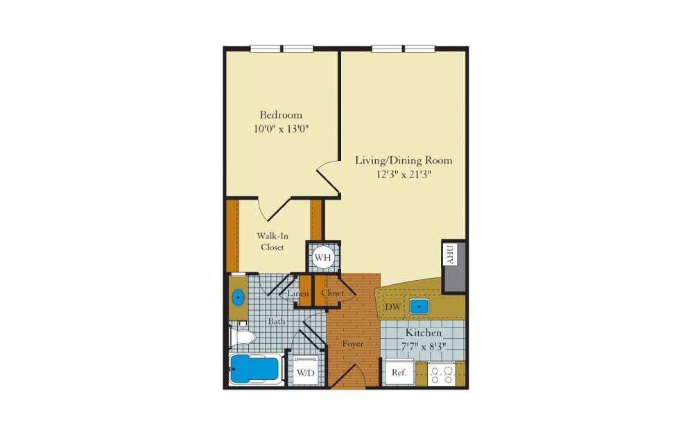 Eastgate-1C1 - 1 bedroom floorplan layout with 1 bath and 656 square feet. Eastgate-1C1 - 1 bedroom floorplan layout with 1 bath and 656 square feet.