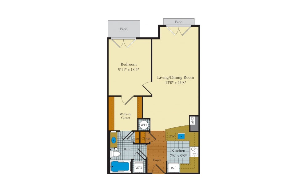 Idylwood - 1 bedroom floorplan layout with 1 bath and 743 square feet. Idylwood - 1 bedroom floorplan layout with 1 bath and 743 square feet.