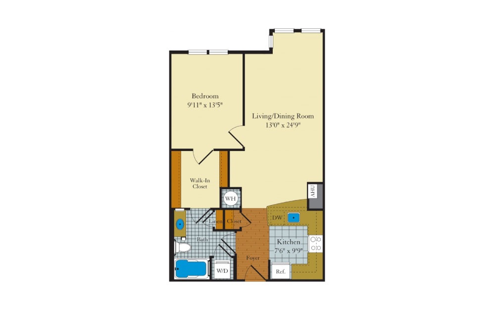 Idylwood - 1 bedroom floorplan layout with 1 bath and 766 square feet. Idylwood - 1 bedroom floorplan layout with 1 bath and 766 square feet.